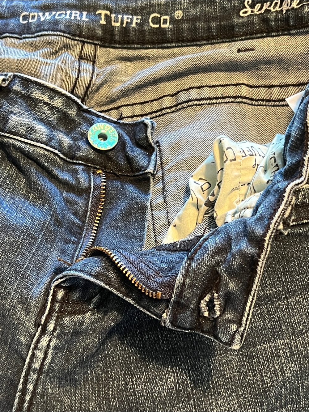 Cowgirl Tuff Serape Soul Dark Wash Straight Jeans Size 32X35 - Picture 11 of 14